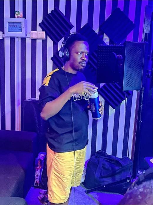 Gospel singer, Dele Gold in the studio for his new album