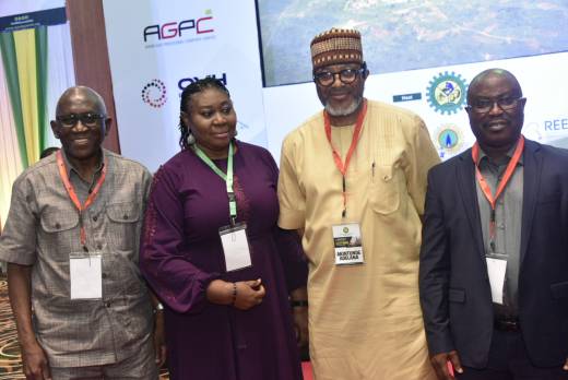 L-R, Representative of the President /CE, Dangote Industries Limited, Engr. Babajide Soyode, Technical Consultant - Dangote Industries Limited, Dangote Oil Refinery Company Limited, AGM Training , Development &amp; Stakeholders Relationship Management, Dr. Ebele Oputa, Nigerian Content Development Monitoring Board, Director of Monitoring and Evaluation, Akintunde Adelana, Nigerian Content Development &amp; Monitoring Board, Director of Planning, Research &amp; Statistics, Daziba Patrick Obah, at the Dangote Petroleum Refinery Sponsor The Nigerian Content Midstream - Downstream , Oil and Gas Summit 2022, in Lagos on Tuesday 24th may 2022