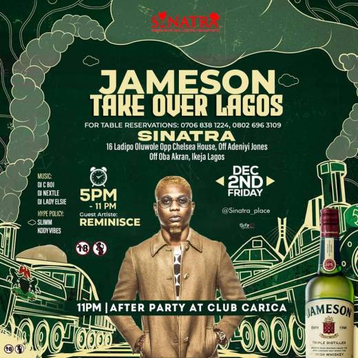 Jameson” Set To Takeover Lagos At Sinatra Place Ikeja