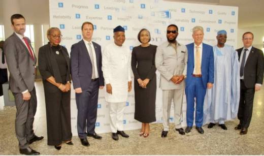 L-R: Corporate Development Director, Tobias Meletschus, Company Secretary, Barr. Mrs Cecilia Madueke, Managing Director, Engr. Dr. Lars Richter, Chairman JB Nigeria, Mr. Mutiu Sunmonu, Director, Mrs Belinda Ajoke Disu, Chairman Julius Berger International, Dr. Ernest Azudialu-Obiejesi, Vice Chairman, Dr George Marks, Director Administration, Alh. Zubairu Ibrahim Bayi, and Financial Director, Christian Hausemann at the Julius Berger Annual General Meeting today.