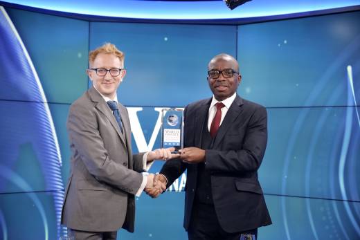 R - L: Ebenezer Onyeagwu, Group Managing Director/Chief Executive of Zenith Bank Plc and Paul Richardson of World Finance at the presentation of the Best Commercial Bank, Nigeria and Best Corporate Governance Bank, Nigeria Awards to Zenith Bank at the London Stock Exchange